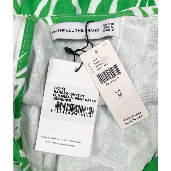 Faithfull the Brand Manora Halter Jumpsuit El Marsa Floral Green Size Medium NEW - Picture 9 of 11